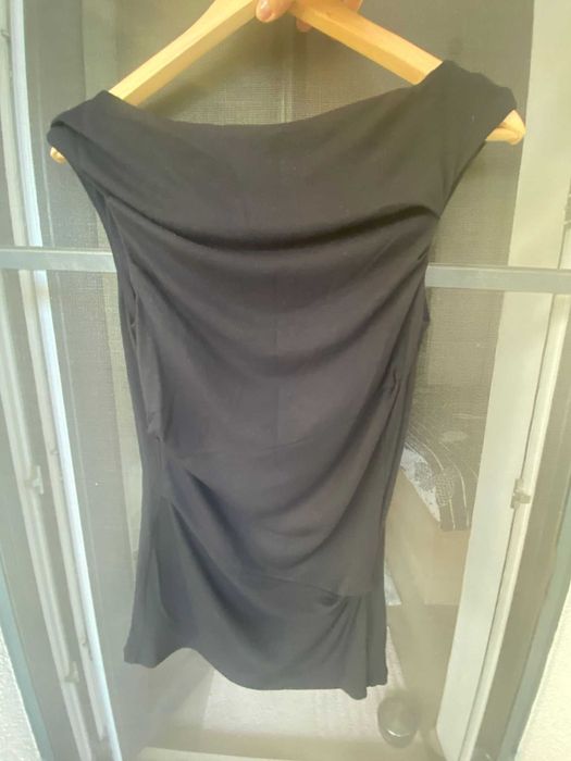 Bluza maneci scurte, vascoza, negru, cu pliuri, nou, Mohito, S/36