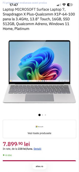 Ultrabook Microsoft Surface 13.8” Copilot+ PC 7th Edition Laptop Sigilat ! Nou ! 0 sec