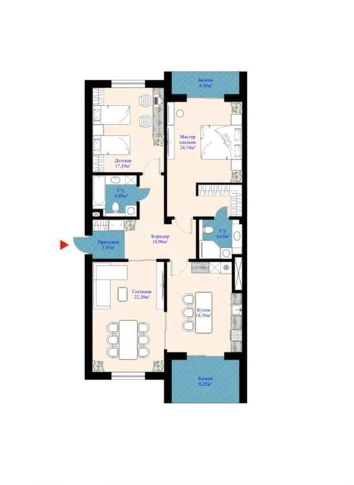 ЖК Muhtasham 4-ком 120м2  4/10/11 ор-р м.Минор, закрытый двор