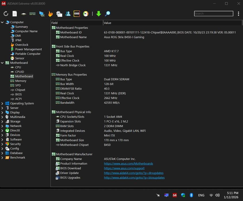 Placa de baza ASUS ROG STRIX B450-I GAMING, Socket AM4, Mini-ITX/mITX