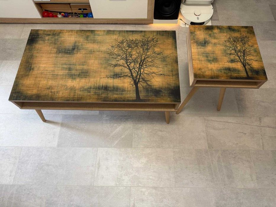 Masa de cafea East Lake, Nancy Homestore, Lemn, 60x110x45 cm, Maro/Verde