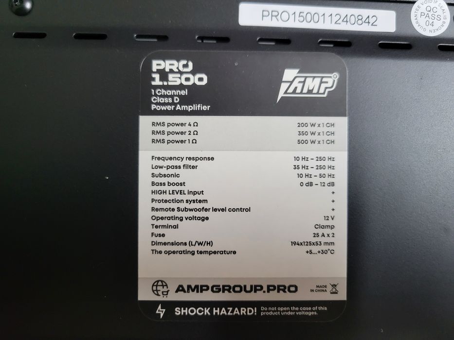 Усилитель моноблок AMP PRO 1.500