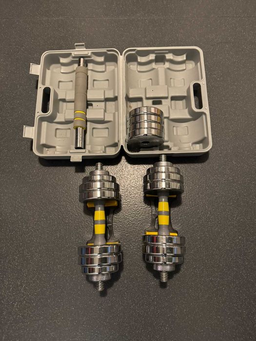 Set gantere KK-9163, greutate totala 40 kg pentru fitness, din otel