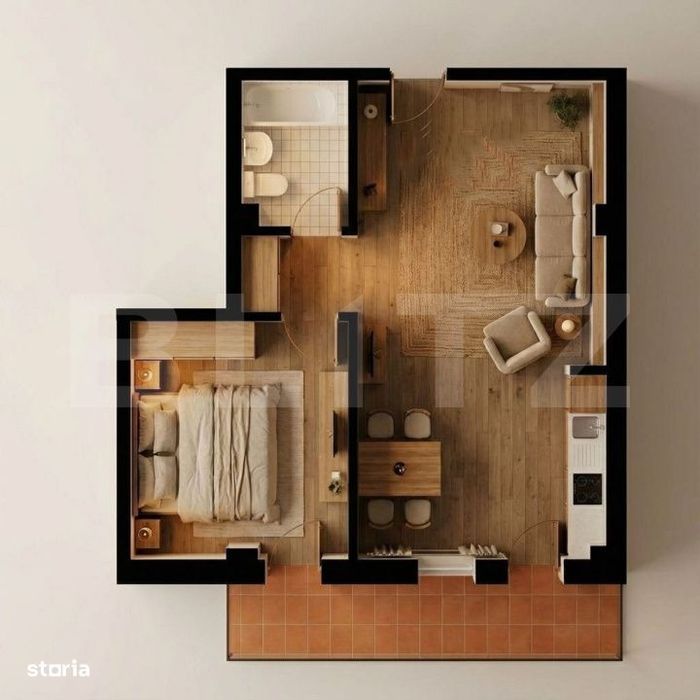Apartament 2 camere, 49.60 mp, zona Burdujeni