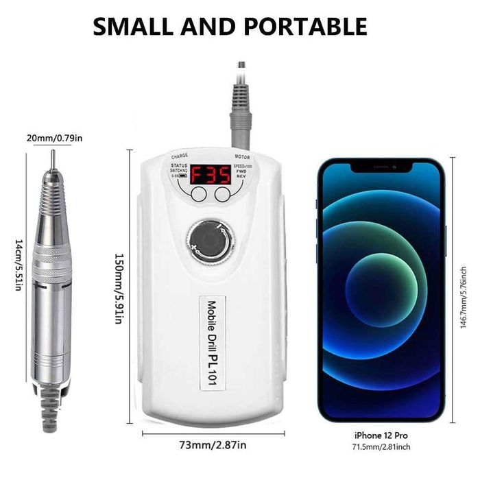 БЕЗЖИЧНА пила 60W,35000 оборота,професионална за нокти,маникюр,педикюр