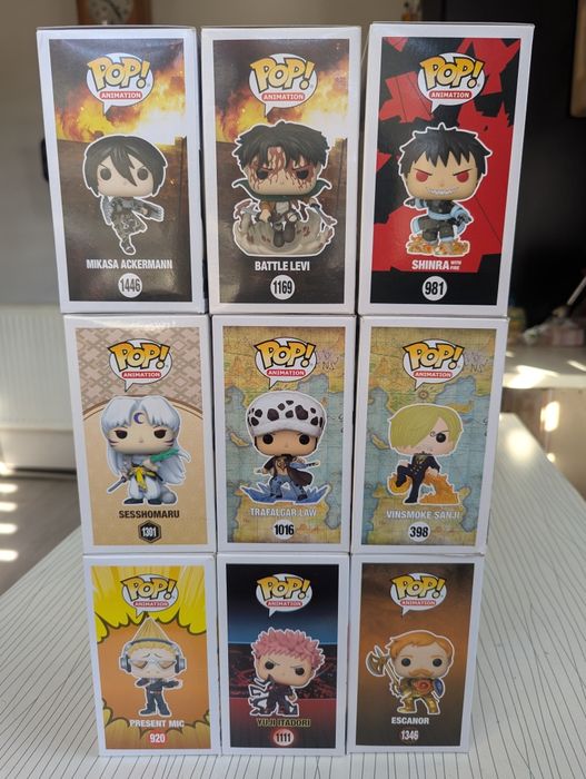 Funko Pop One Piece AoT Levi Jujutsu Dragon Ball My Hero Escanor Law