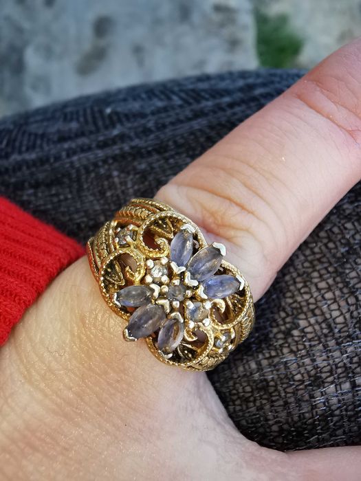 Inel placat cu aur, cu ametist