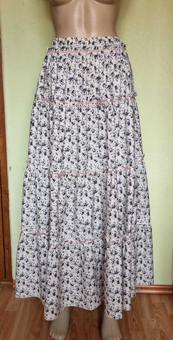 Fusta maxi, print cu flori mici, bumbac 100%, marimea 44
