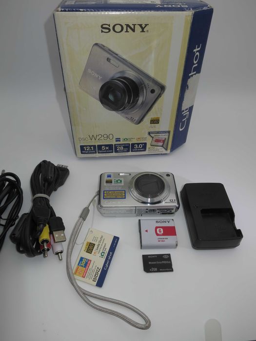 Sony Cyber-shot W290 компактен цифров фотоапарат, дигитална камера, оптика Zeiss супер качество, като НОВ, пълен комплект, работи отлично!