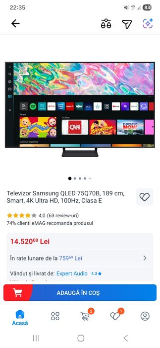 Samsung 75q70b folosit ca nou