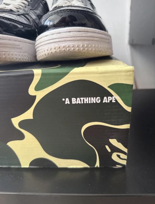 BAPE Bapesta Patent Black/White