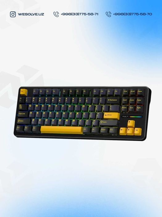Клавиатура механическа беспроводная AULA F87 Black-Blue-Orange