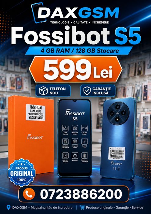 Fossibot S5, 4/128 GB,Sigilat, 2 ani garanție