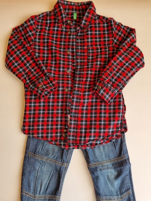 Риза и дънки с подплата Benetton, размер 110 см. (4-5 г.)