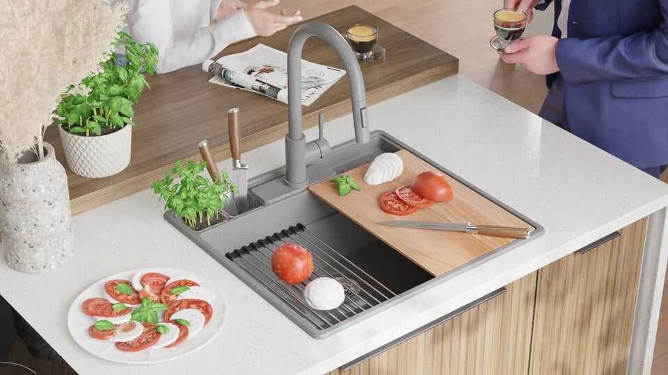 Сева кухненска мивка от гранит Ню Йорк 60 Multispace 580 x 530 мм