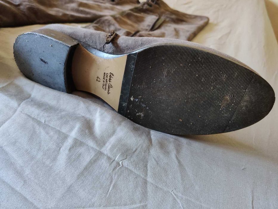 Италиански кожени ботуши над коляното – Vera Cuoio, естествен велур