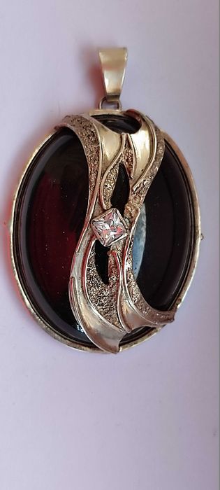 Шикарный кулон из серебра и камня ОБСИДИАН