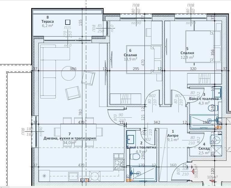 Продава се Тристаен апартамент в Пловдив, Коматево - 117 кв.м за 1298 €/кв.м - Снимка #2