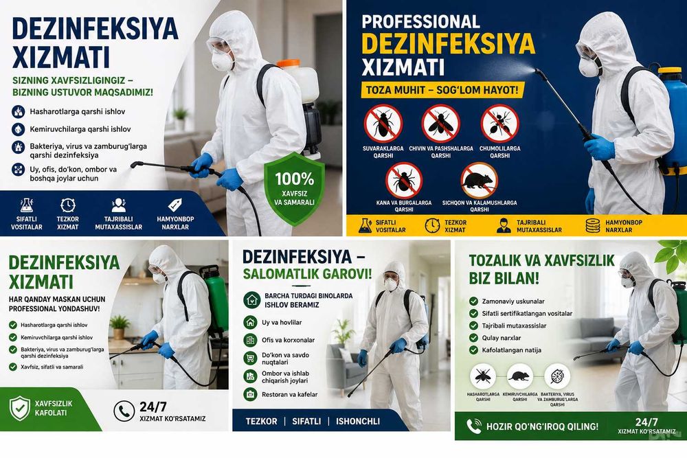 Dezinfeksiya xizmati | Hasharot ga qarshi professional yechim