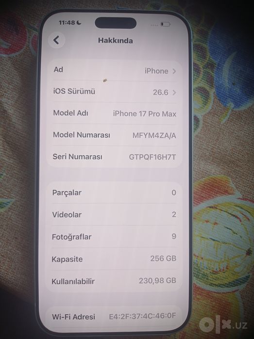 iPhone 17 pro max silver 256