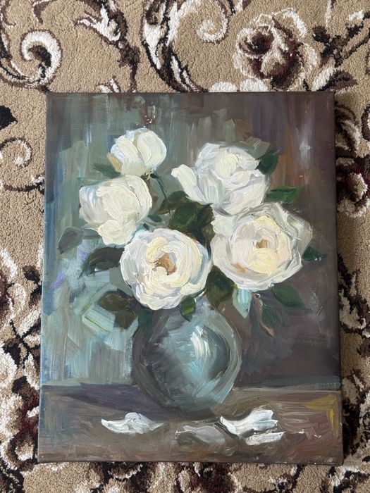 Авторская картина с белыми пионами