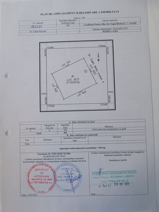Vând teren intravilan in Poarta Alba