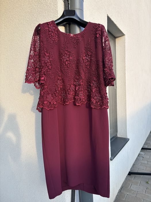 Rochie eleganta de nunta, saten cu dantela