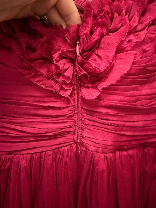 Rochie elegantă, voal satinat din mătase, culoare burgundy, mărimea S