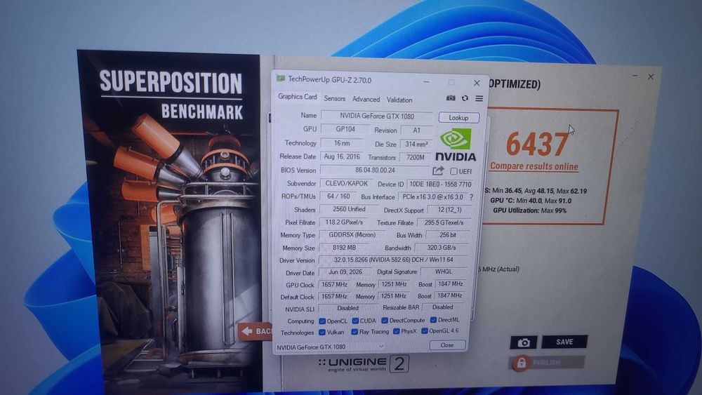 Laptop Gaming Clevo cu i7 8700k , gtx 1080 de 8 gb /256 biti , 32 gb ram -monstru in gaming