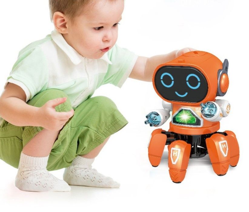 Танцуващ мини робот с LED светлини и 360 градуса ротация. Екологична п