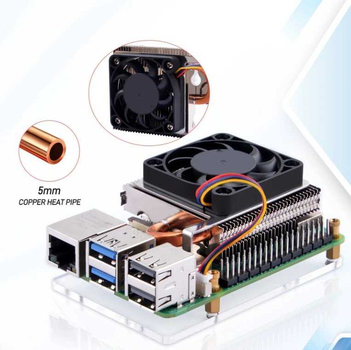 52Pi ултратънък ICE охладител на процесора тип кула за Raspberry