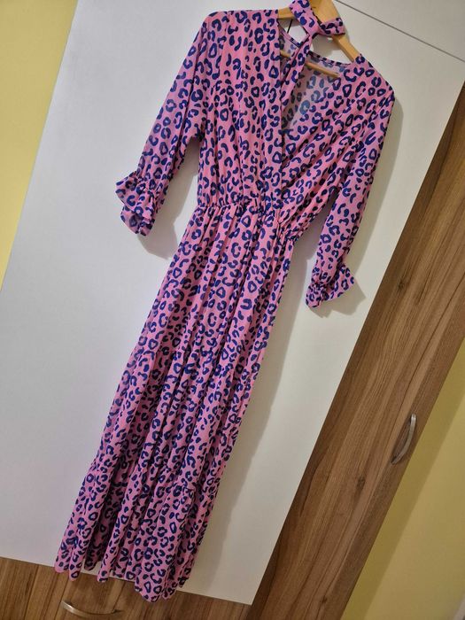 Рокля в розово и лилаво леопард