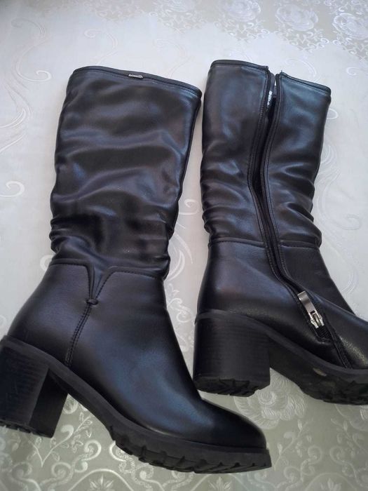 Зимние женские кожаные сапоги!