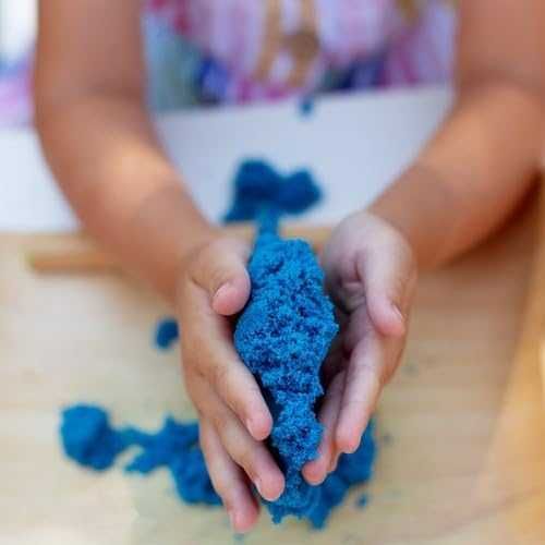 Nisip creativ magic 2 kg albastru 14 forme accesorii cutie gonflabila