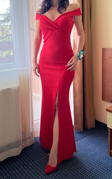 Официална дълга червена рокля