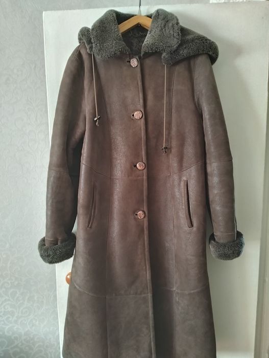 Дубленка коричневого цвета, экокожа