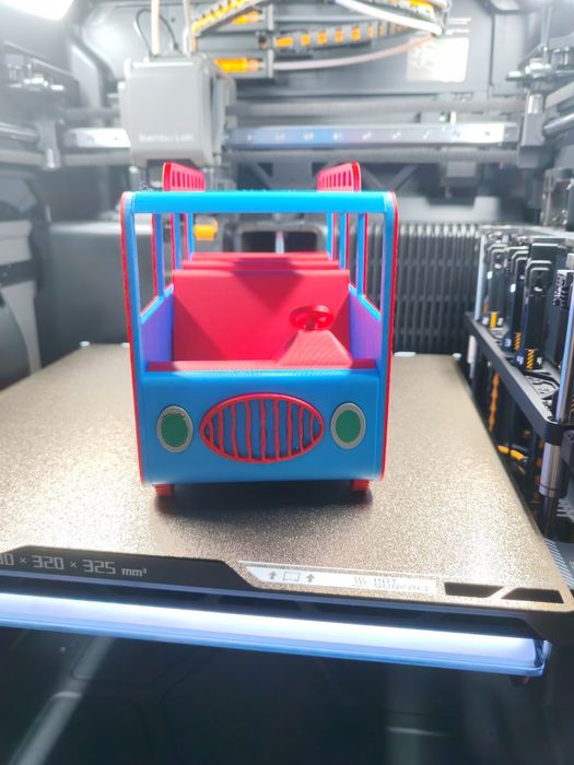 Autobuz de jucărie pentru figurine - Design vesel, Print 3D - Cadou pentru copii. PEPPA PIG