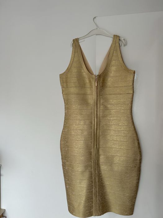 Златиста бандажна рокля