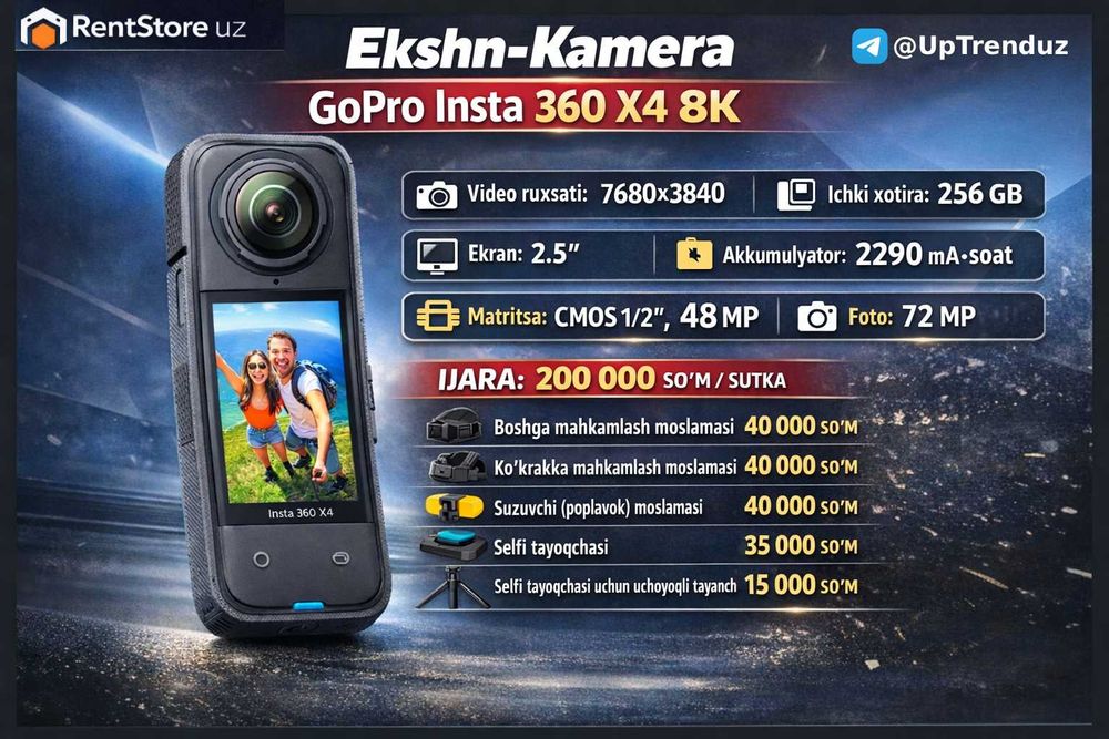 Ijara Ekshn-kamera GoPro Insta 360 X4 8K