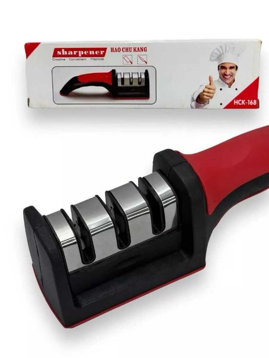 Pichoq o'tkirlagich, 3 xil charxli.    Точилка для кухонных ножей 3в1