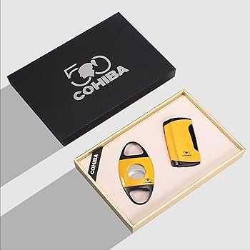 Подаръчен комплект от запалка с пънчър и ножица за пури 50 годишнина