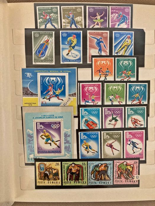 Clasor A4 (10 file) cu timbre romanesti - serii complete, nestampilate