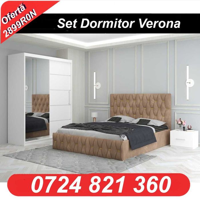 De vanzare Set mobila dormitor,Pat tapitat, Dormitor complet, Dressing