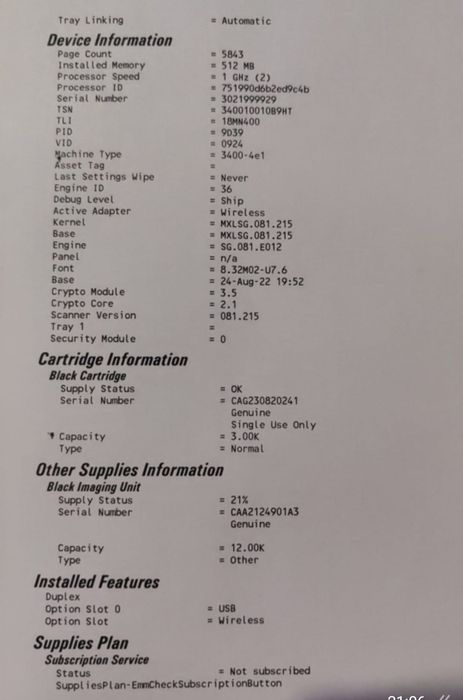 Xerox B225 imprimante laser că nou cartuș nou
