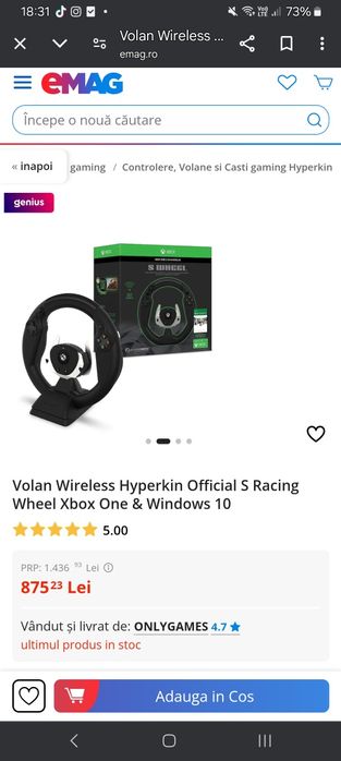 Volan Wireless Hyperkin Official S Racing Wheel Xbox One & Windows 10