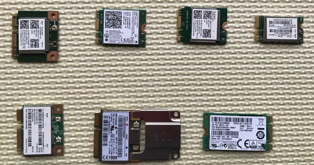 7 лаптоп карти / модули (Wi-Fi/WWAN + mSATA) Intel, Realtek, Broadcom