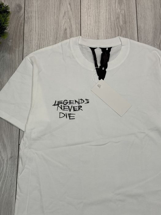 Vlone x Juice WRLD white tee print față/spate – mărimea M