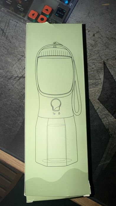 Sticlă portabilă pentru câini 500ml + dispenser pungi | Nouă | Alb/Gri
