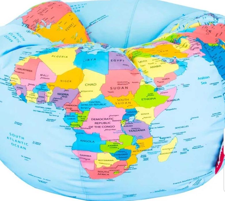 Пуф /Барбарон с десен картата на света