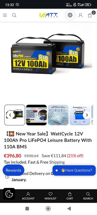 Wattcycle lifepo4 12v 100Ah батерия и инвертор 2кв.